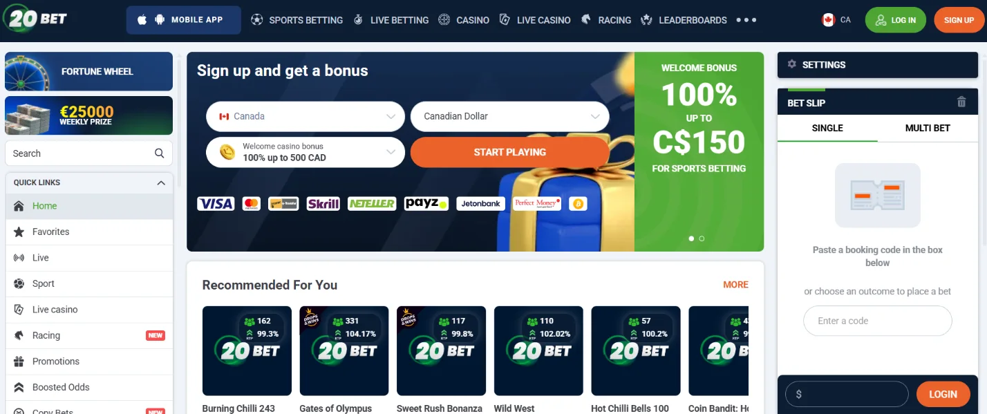 20Bet Screen
